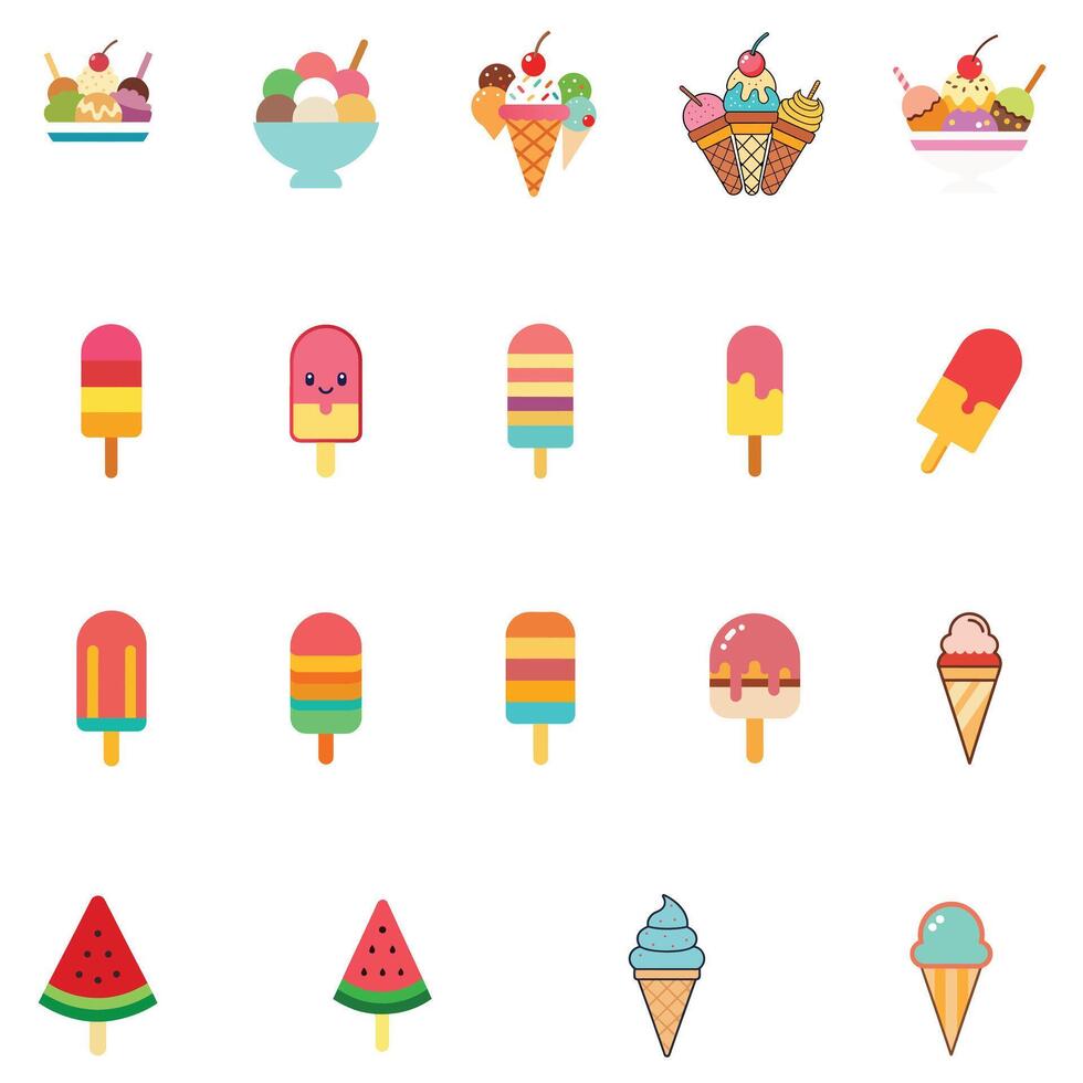 Sweet and Tasty Ice Cream Illustration Bundle vector