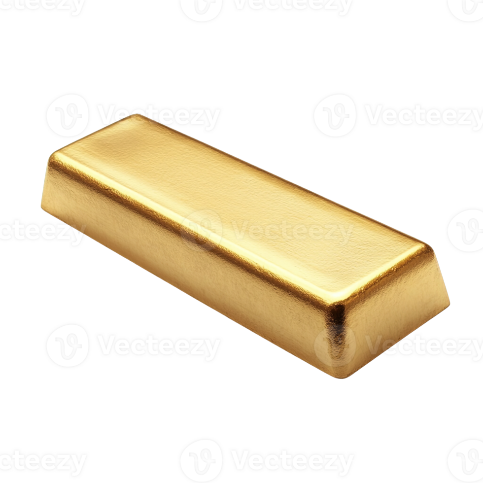 Gold Bar with Smooth and Reflective Finish Isolated on Transparent Background png