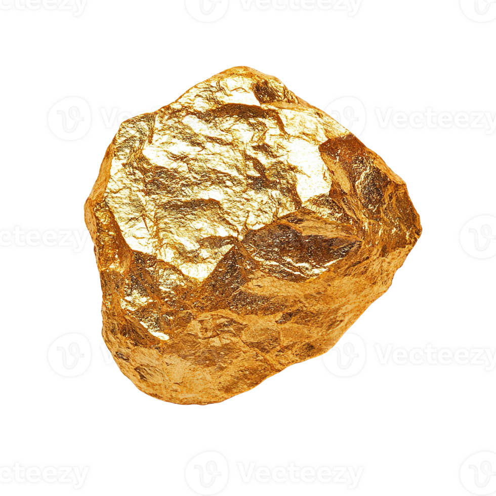 Stunning Gold Nugget with Unique Shape and Brilliant Shine Isolated on Transparent Background png
