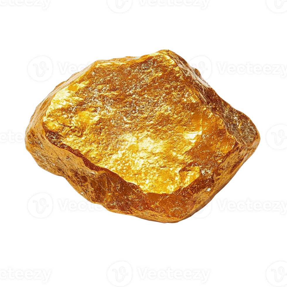 Valuable Gold Nugget with Natural Texture and Lustrous Finish Isolated on Transparent Background png