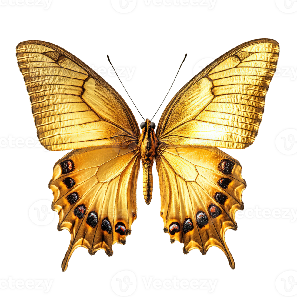 Vibrant Golden-Yellow Butterflies with Intricate Patterns Against a Transparent Background png