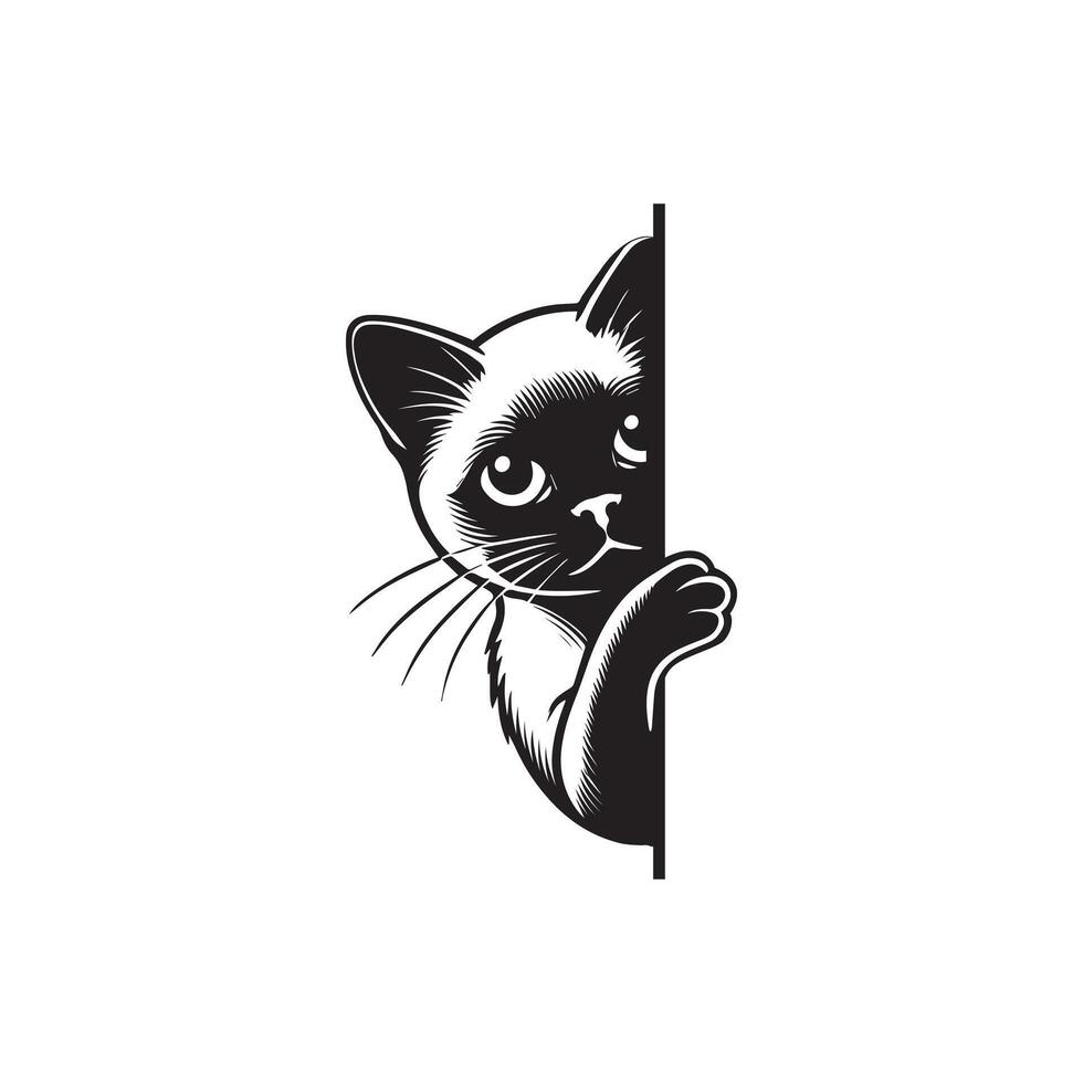 Quiet Observer Kitty Illustration vector