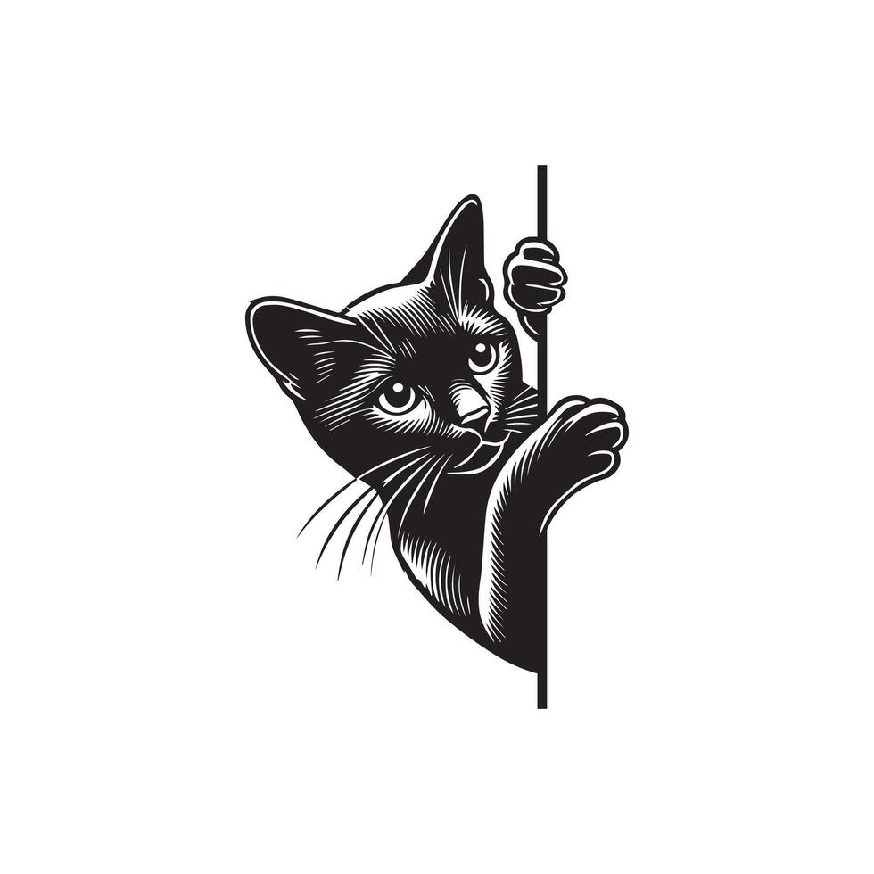 Whiskered Cat Peeps Creative Clipart vector