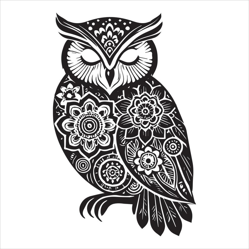 Owl Bird Mandala Art with Intricate Details vector