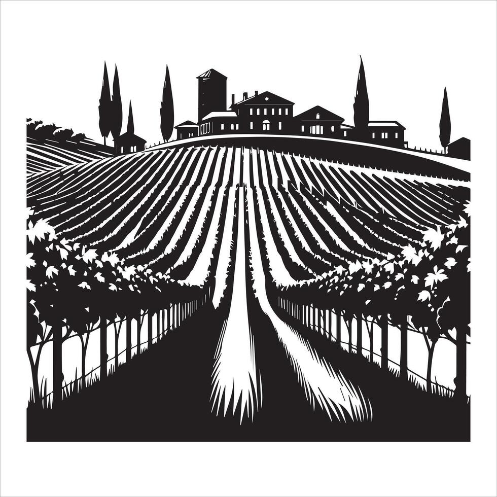 Stunning Vineyard Scene Artwork for Visual Elegance vector
