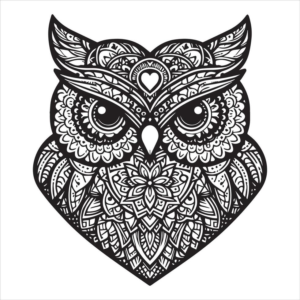 Mystical Owl Mandala Art Illustration vector
