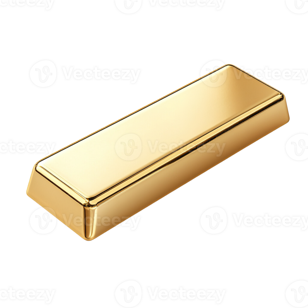 Stylish Gold Bar with Polished Finish Isolated on Transparent Background png