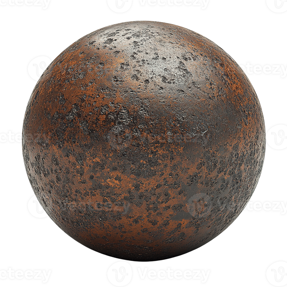 Old Iron Cannonball with Unique Surface Details on Transparent Background png