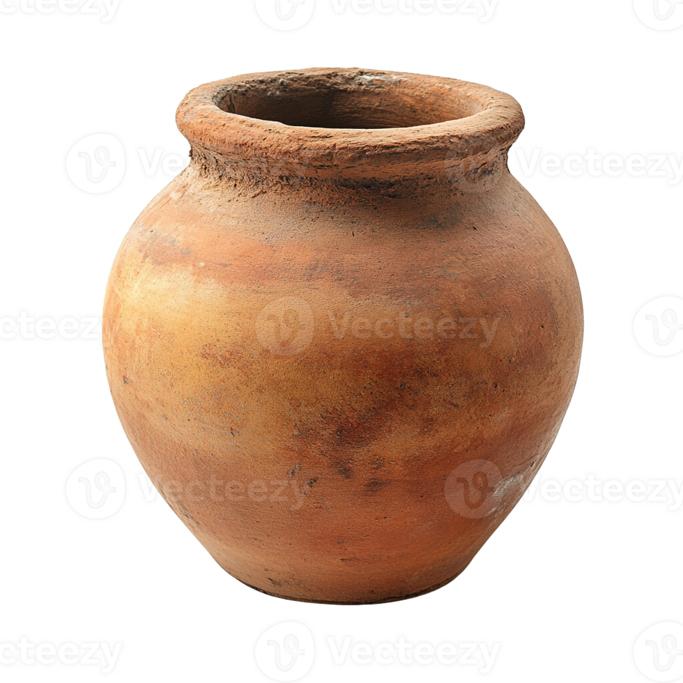 Round Brown Jar with Soft Blurred Edges and Classic Shape on Transparent Background png
