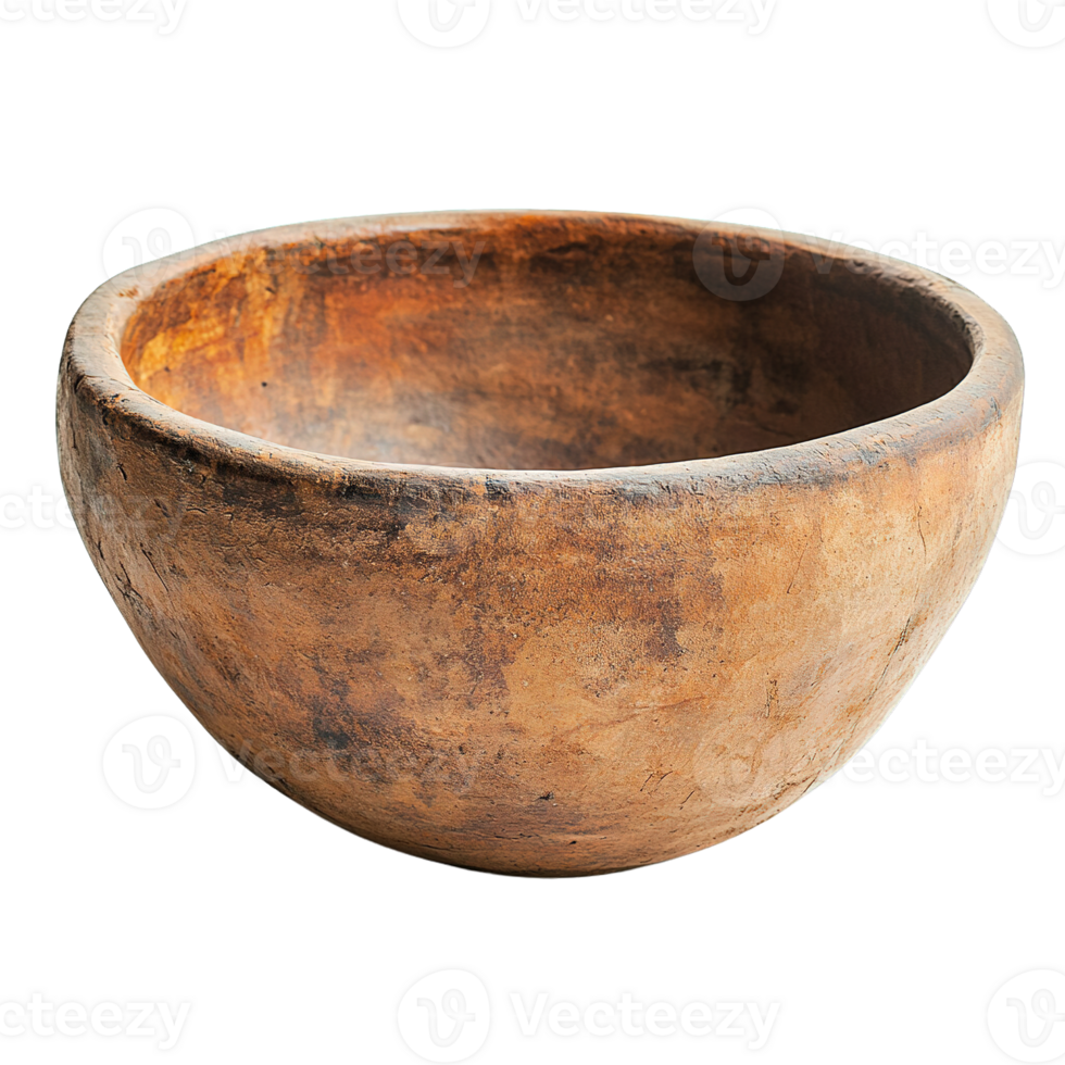 Rustic Clay Bowl with Rounded Shape and Traditional Craftsmanship Isolated on Transparent Background png