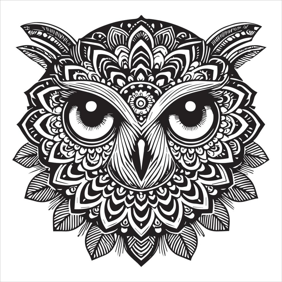 Mystical Owl Mandala Design for Mindfulness vector