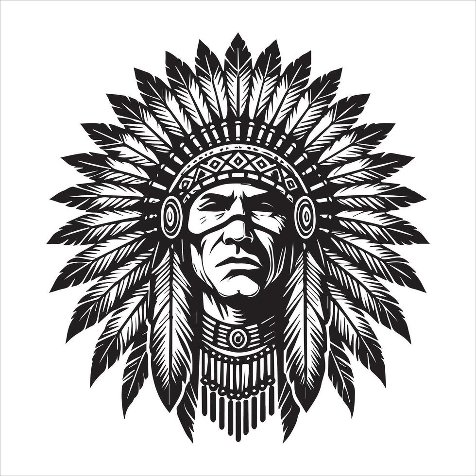 Artistic Native Headdress Design with Tribal Inspiration vector