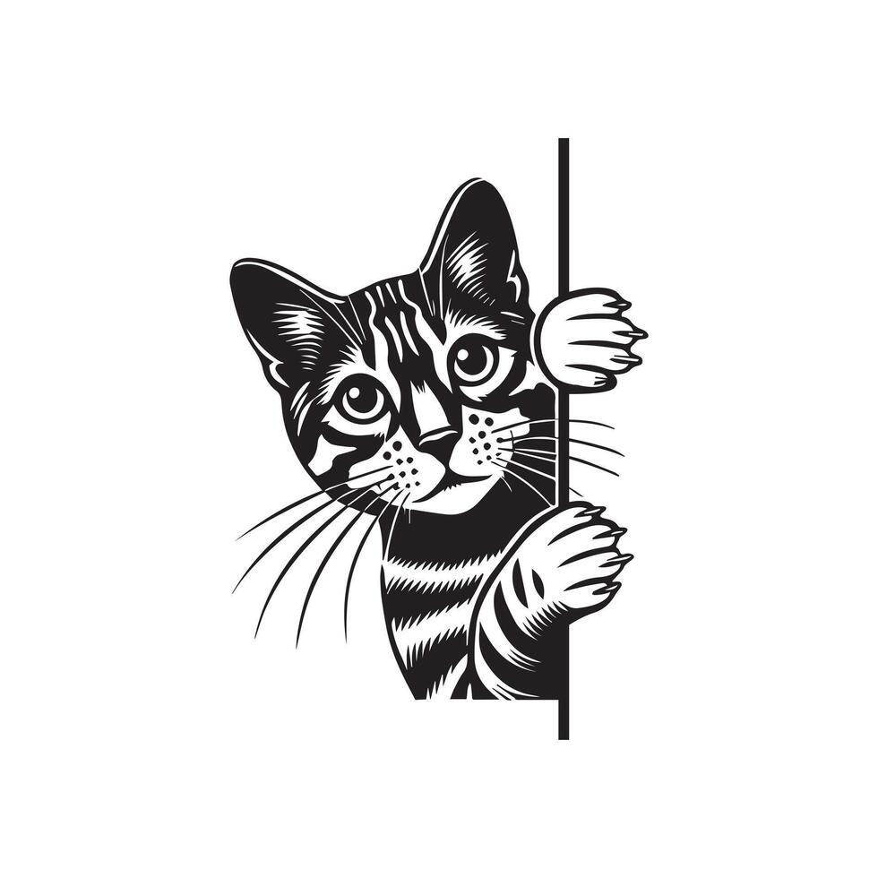 Elegant Kitty Peeking Illustration Design vector