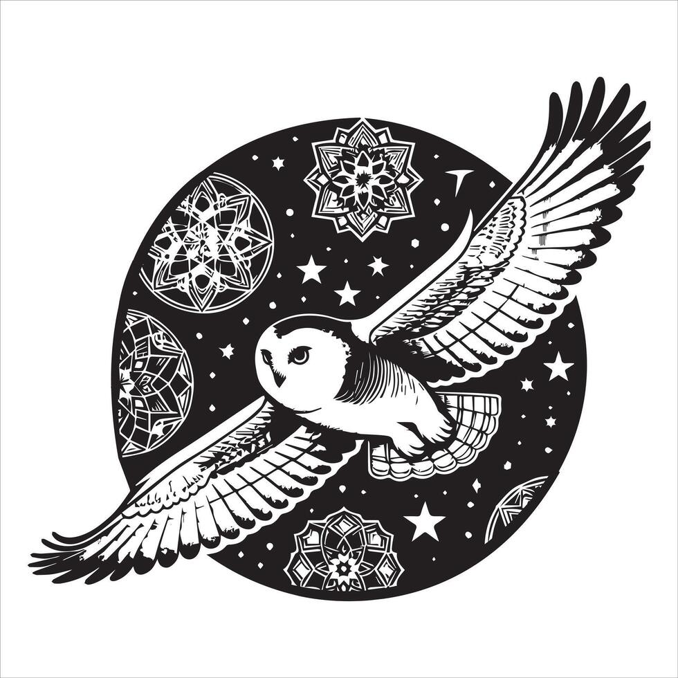 Enchanted Owl Mandala Design for Dreamer vector