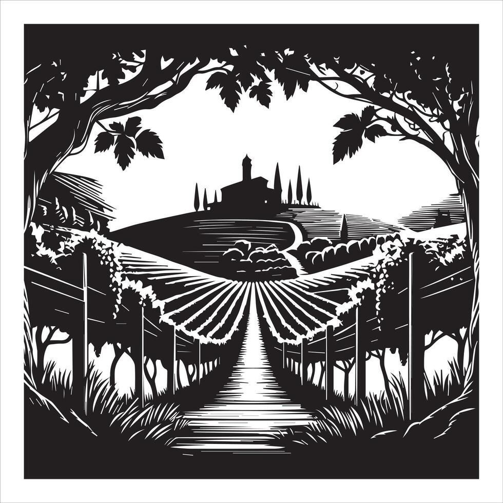 Vibrant Vineyard Artwork for Unique Design Idea vector