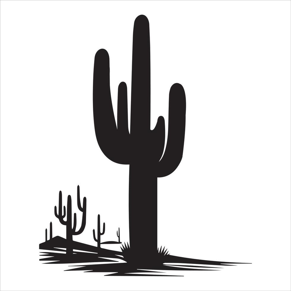 Beautiful Desert Cactus Silhouette Clipart vector