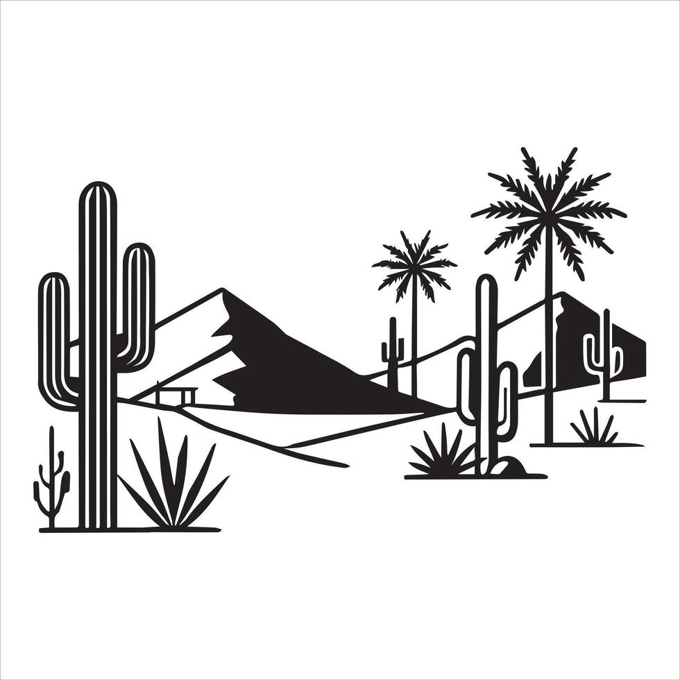 Cactus Illustration for Desert Themed Project vector