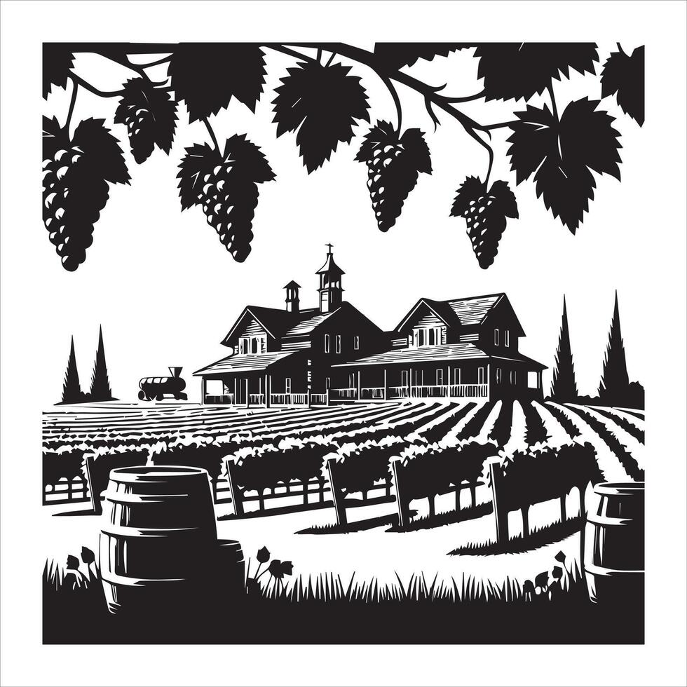 Grapevine Dreams Winery Scene for Creative Souls vector