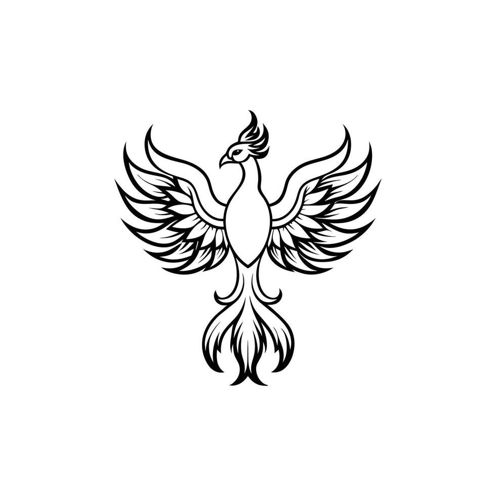 Mythical Phoenix Bird Art Illustration with Intricate Details vector