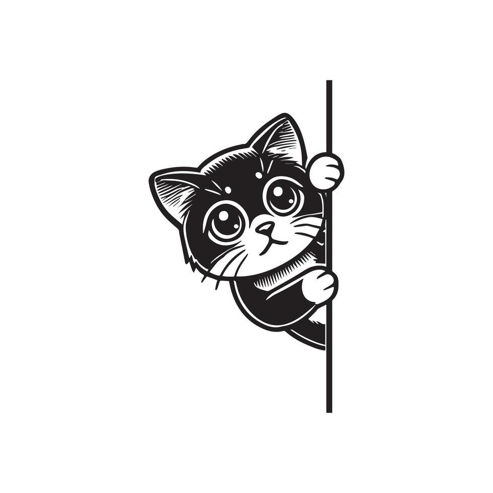 Cute Kitty Peeking Digital Design vector