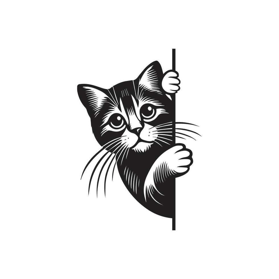 Mischievous Cat Peek Creation vector