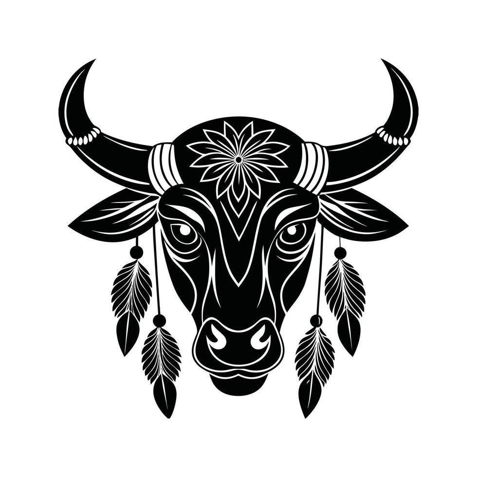 Fearless Bull Head Illustration for Bold Project vector
