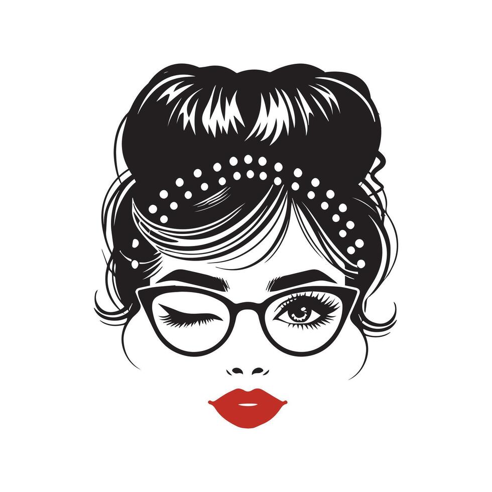 Mom Life Captured in a Messy Bun Illustration vector