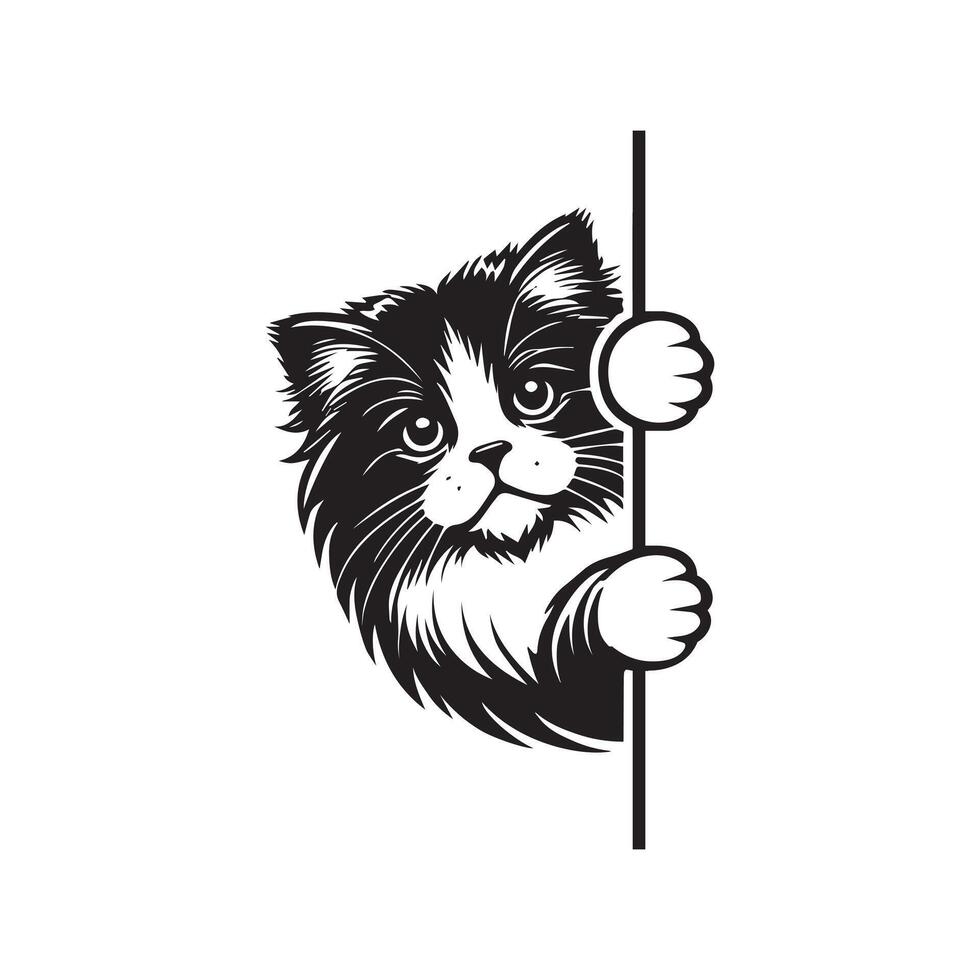 Cute Cat Peeking Art Design vector