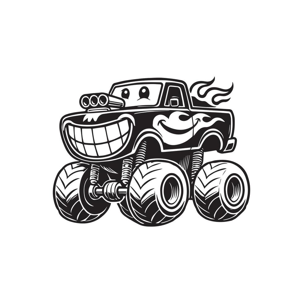 Bold Vintage Monster Truck Clipart Artwork vector