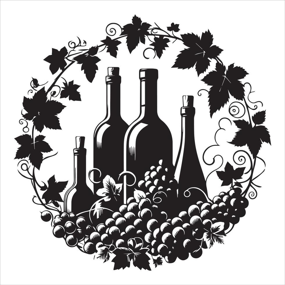 Artistic Winery Vineyard Scene for Creative Project vector