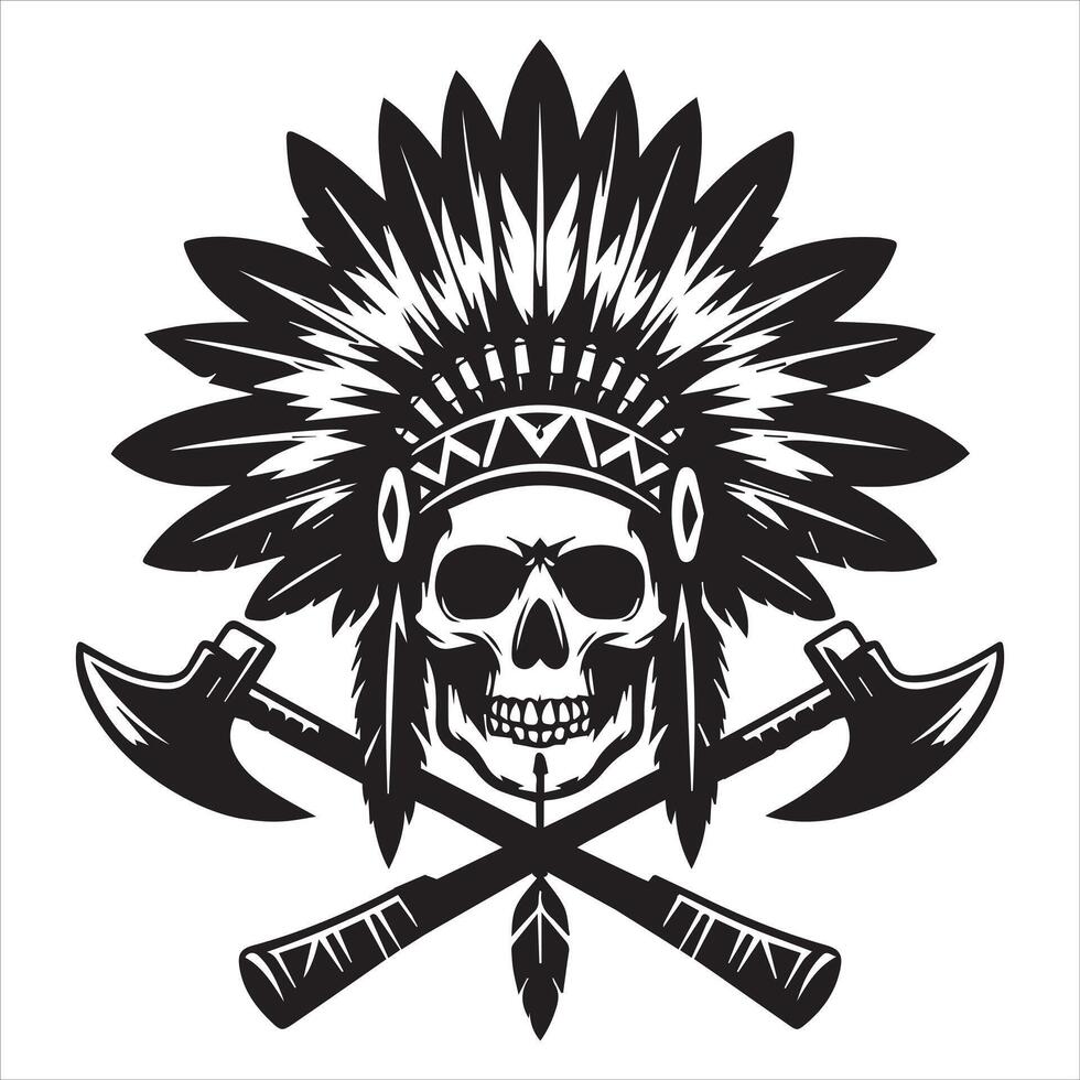 Stunning Native Headdress Skull Art for Unique Design vector