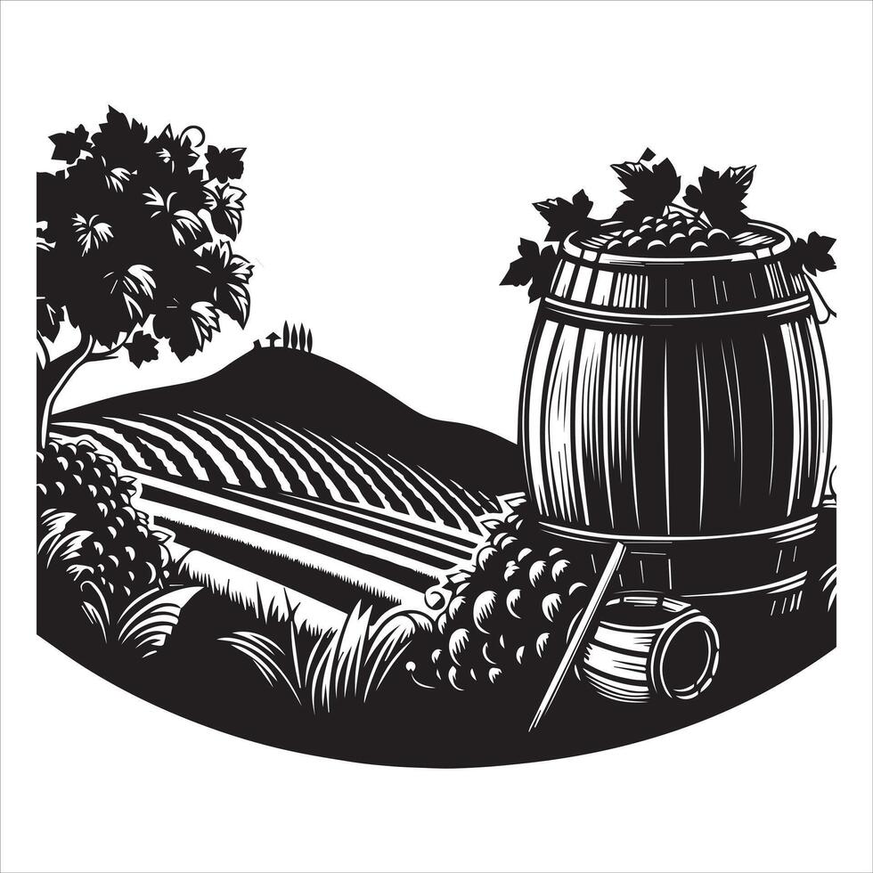 Sunlit Serenity Vineyard Scene for Inspired Design vector