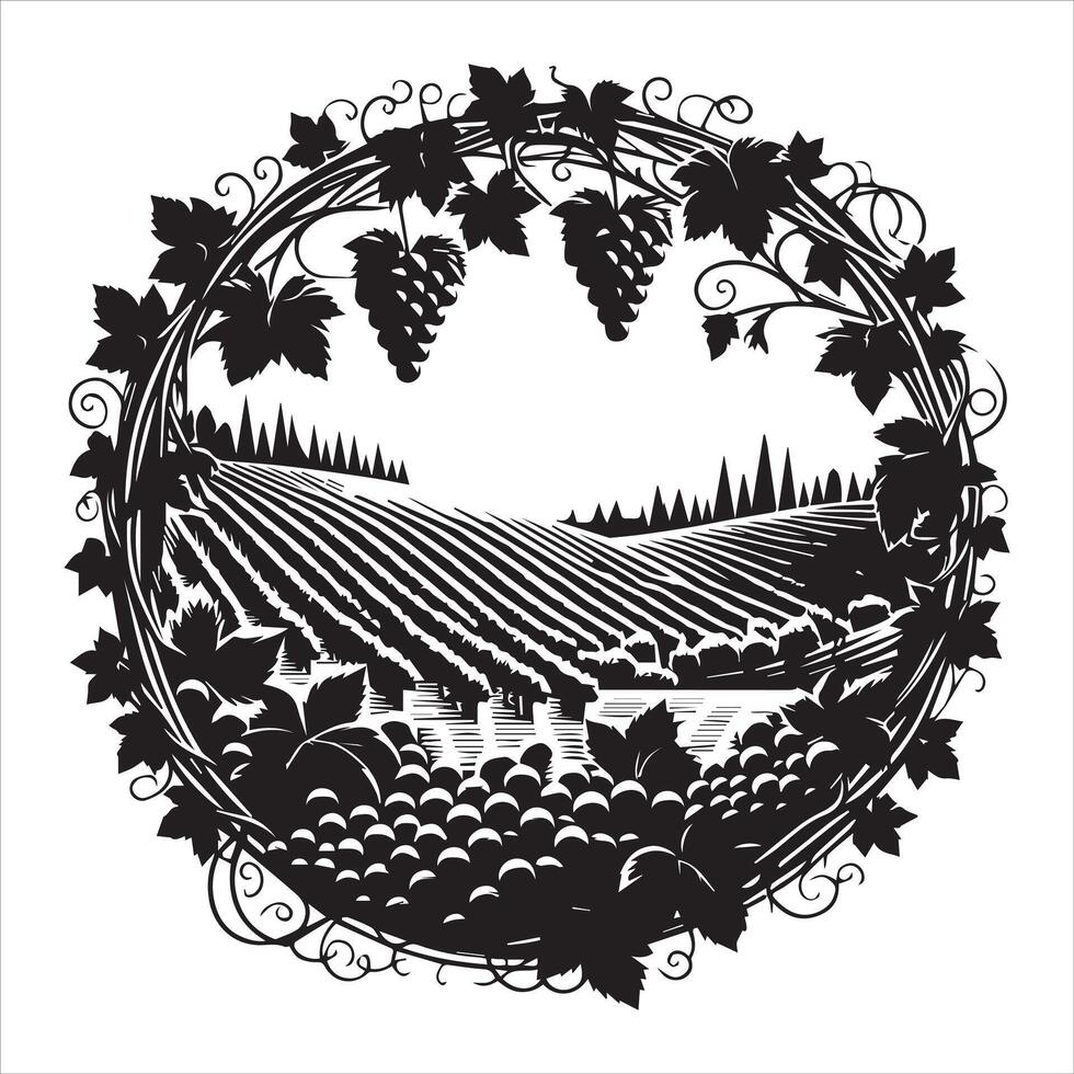 Whispering Vines Winery Artful Vineyard Scene vector