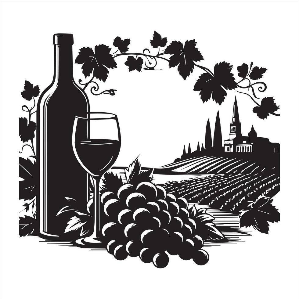 Winery Vineyard Scene Graphic for Stunning Visuals vector