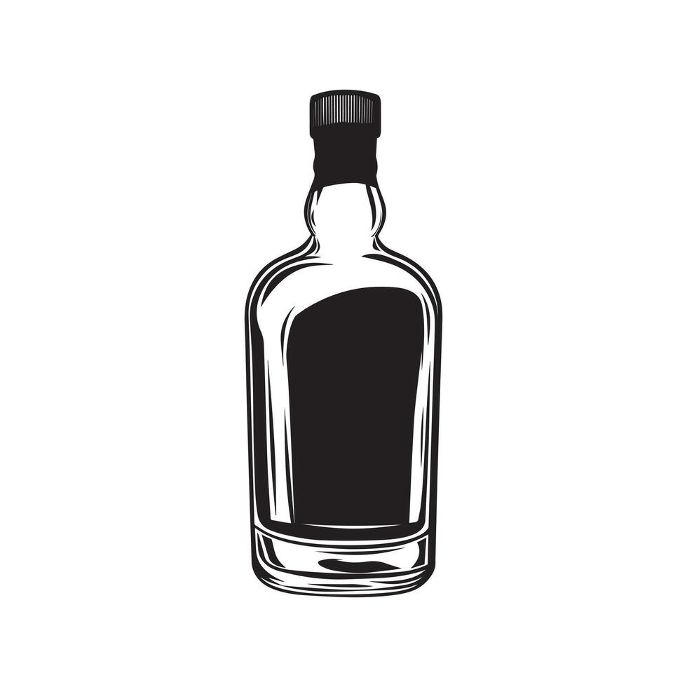 Whiskey Bottle Art with an Intricate Whisky Illustration Design vector