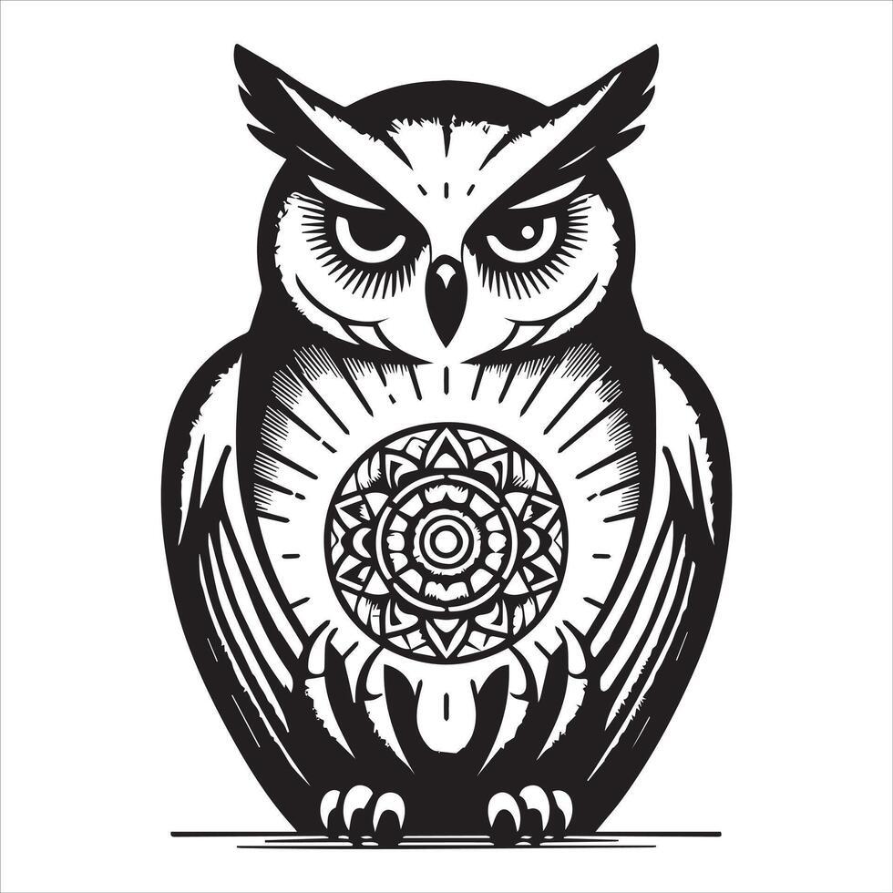 Intricate Owl Bird Mandala Art Design vector