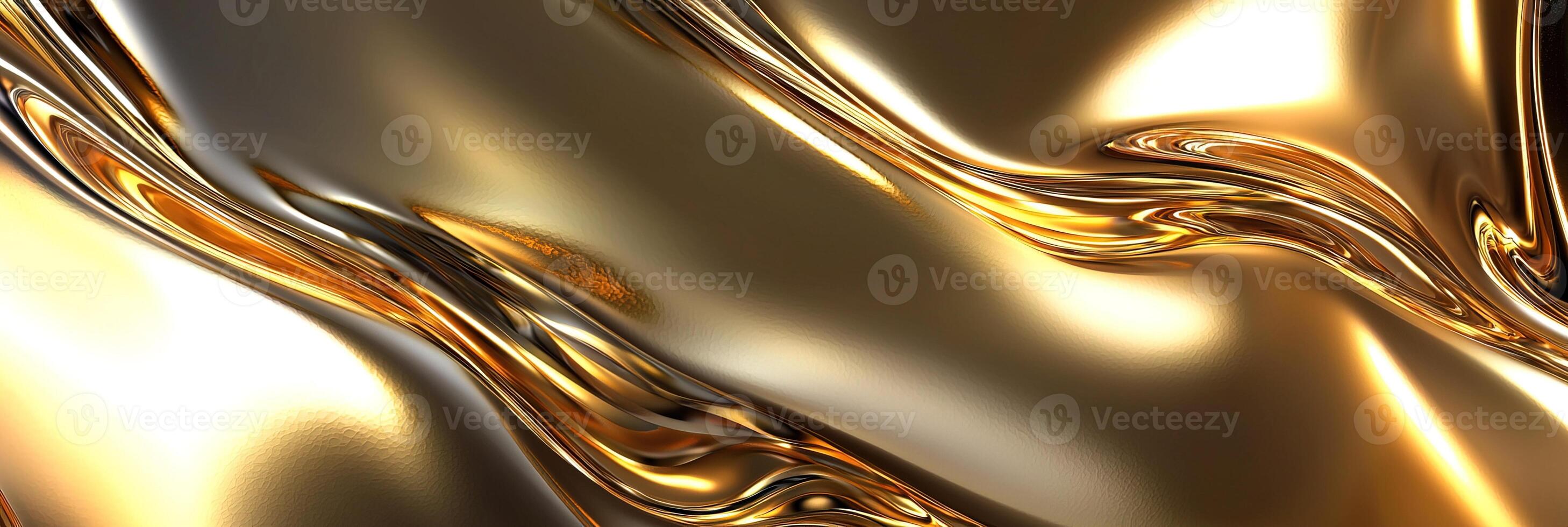 golden smooth wavy metallic textured background abstract banner photo