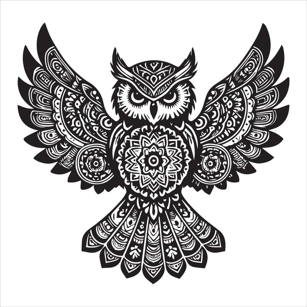 Artistic Owl Mandala Bird Design vector