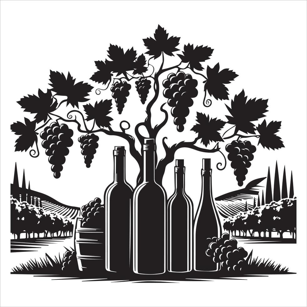 Vineyard Scene Artwork to Elevate Creative Projects vector