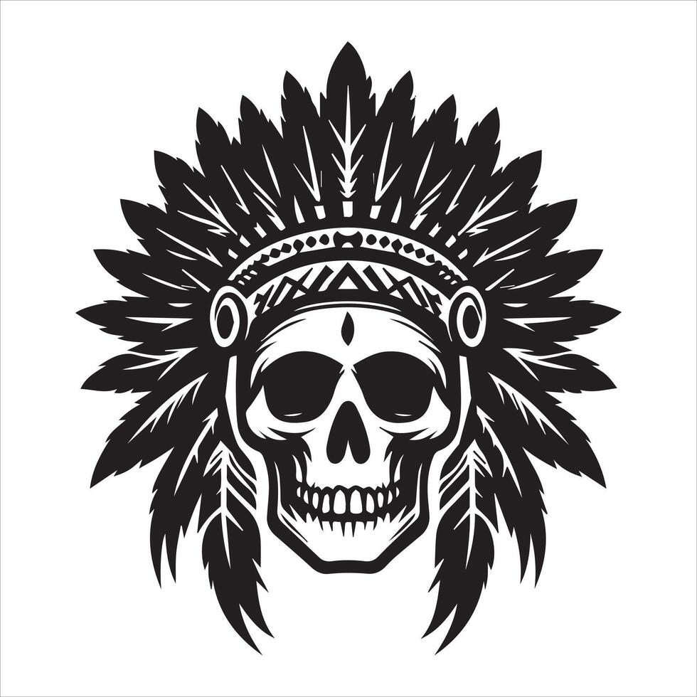 Creative Skull Design Featuring Native American Headdress vector