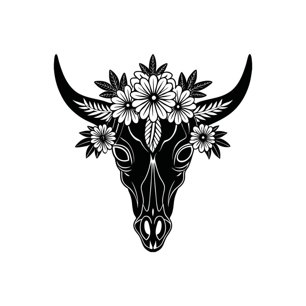 Rustic Bull Head Skull Drawing for Nature Lovers vector