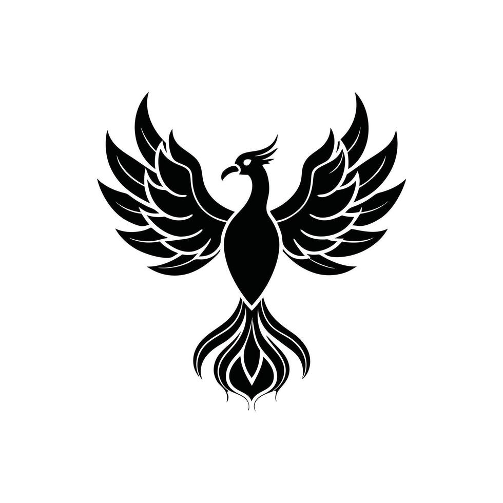 Mythical Phoenix in Flight Illustration Design vector