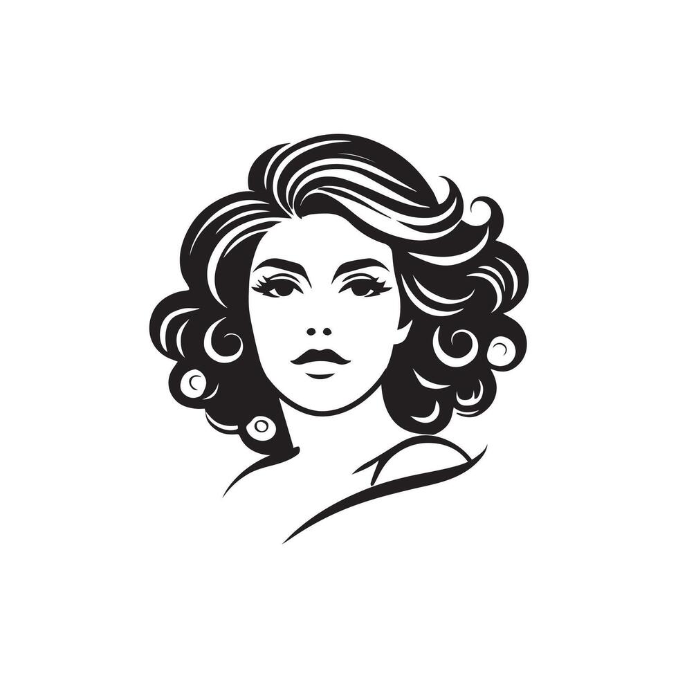 Graceful Woman Face and Trendy Hair Ideas vector