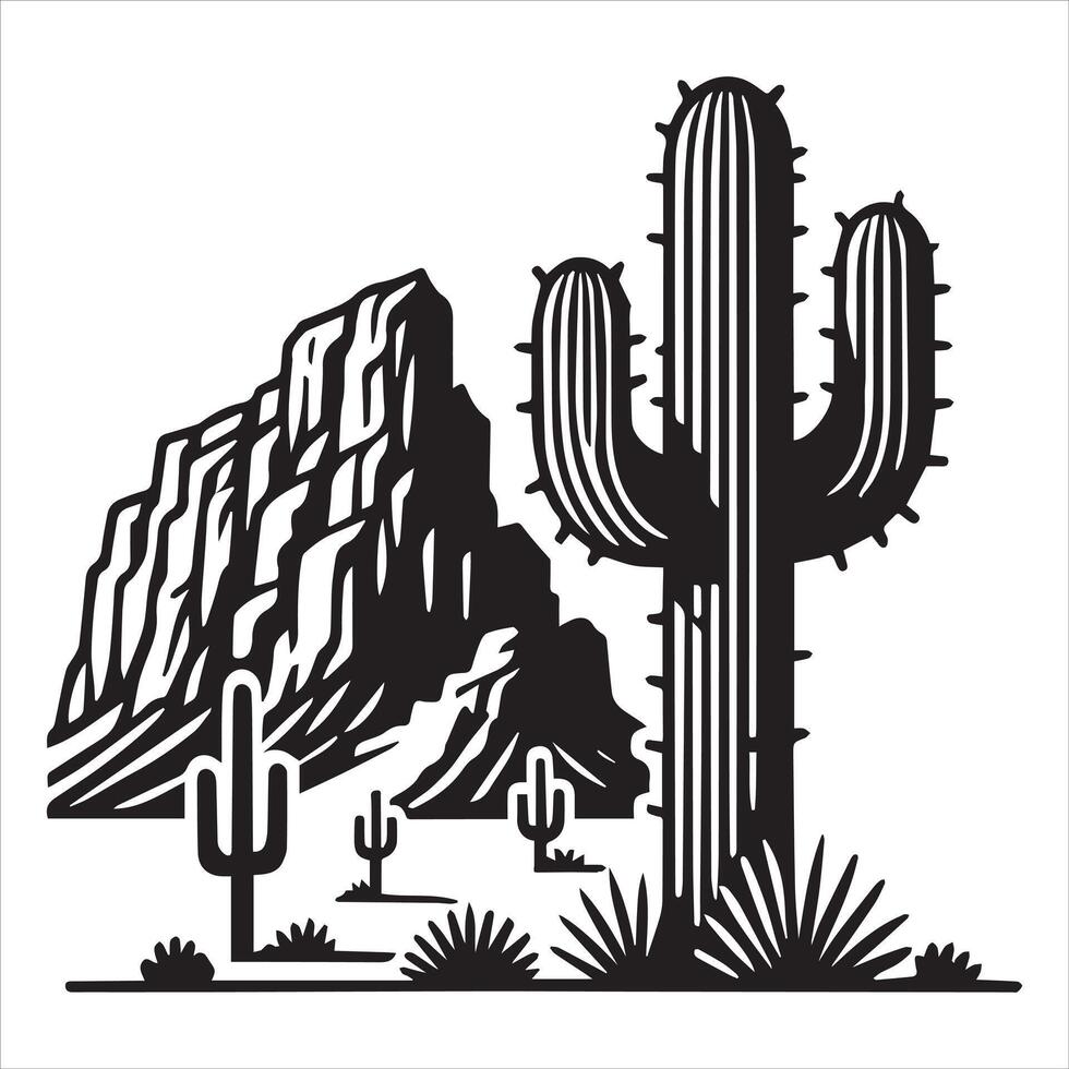 Beautiful Desert Cactus Scene Illustration for Design vector