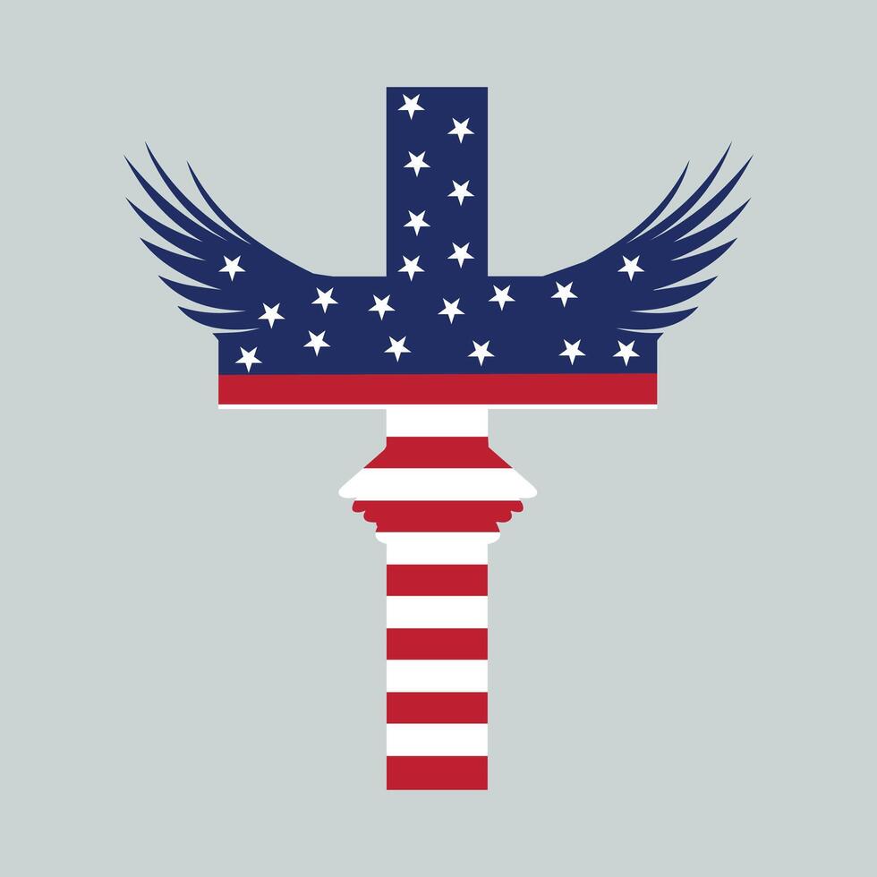 USA Flag and Cross Symbol Inspirational Design vector