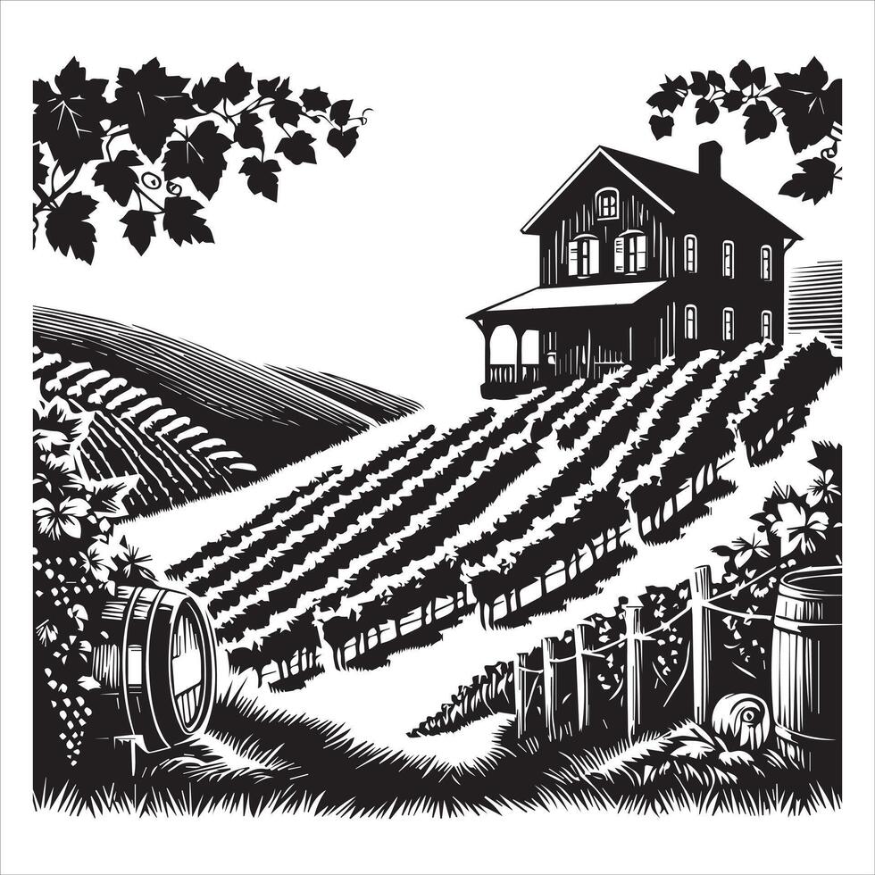 Timeless Vines Winery Scene Capturing Nature Grace vector