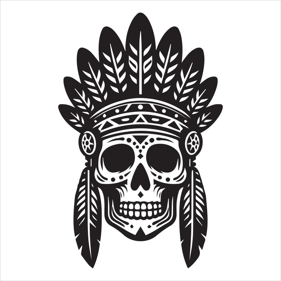 Native American-Inspired Skull Art for Illustrative Creation vector