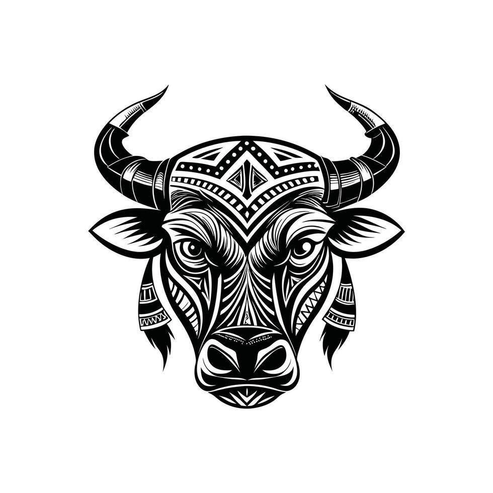 Rustic Bull Head Graphic for Wall Art Creation vector