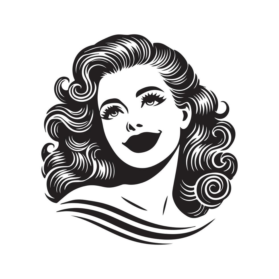 Delicate Girl Hair and Mesmerizing Face Art vector