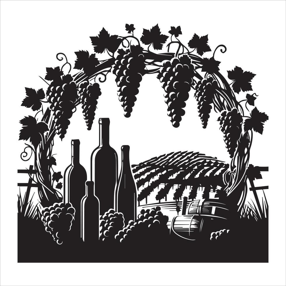 Winery Vineyard Graphic for Nature-Inspired Design vector